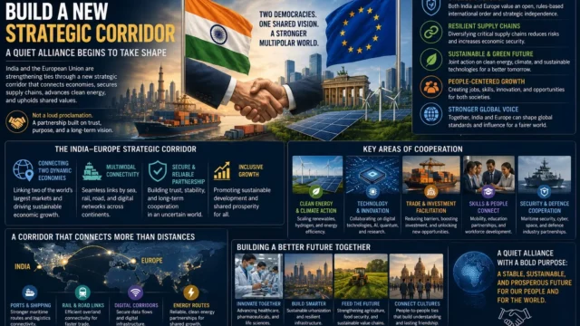 India and Europe strengthening strategic cooperation through trade corridors, infrastructure, clean energy projects, and long-term economic connectivity.