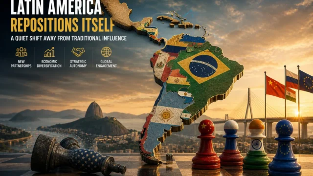 Latin America reshaping its geopolitical position with regional map and global partnerships, signaling a shift away from traditional influence toward new alliances.